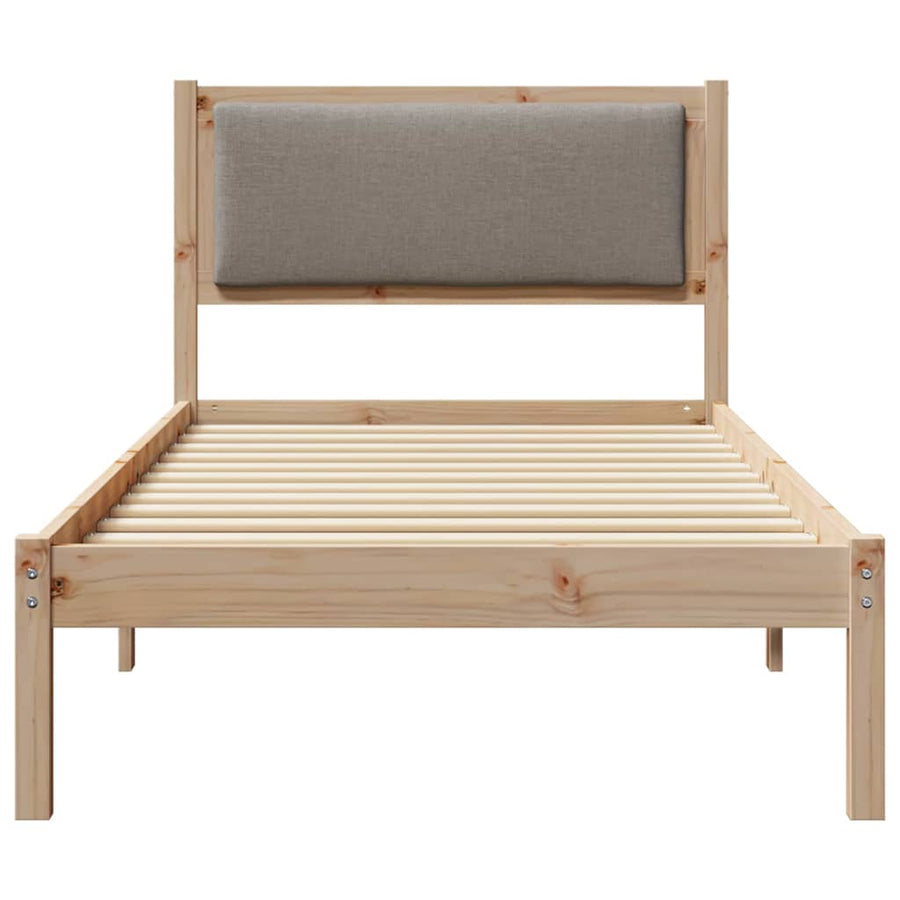 Bedframe met hoofdeinde Taupe 100 x 200 cm Massief grenenhout