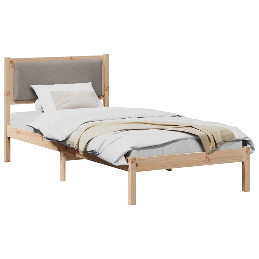 Bedframe met hoofdeinde Taupe 100 x 200 cm Massief grenenhout