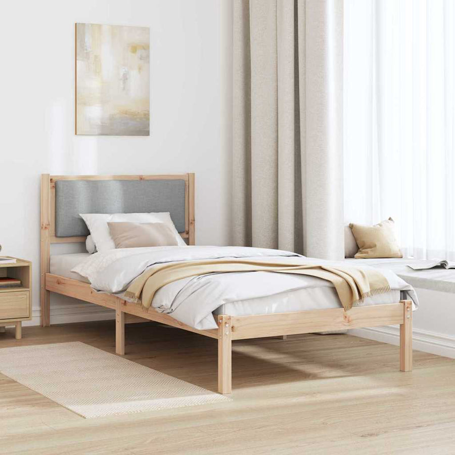 Bedframe Lichtgrijs 90 x 200 cm Massief grenenhout