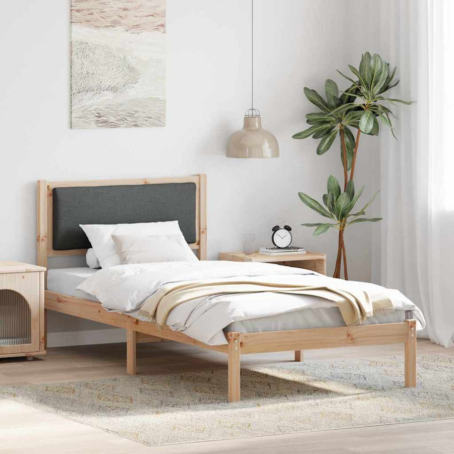Bedframe Donkergrijs 90 x 200 cm Massief grenenhout