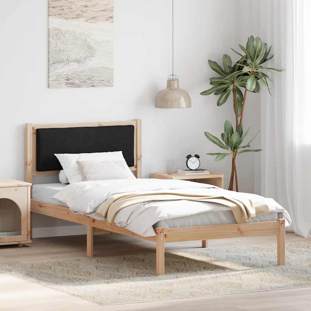 Bedframe met hoofdeinde Zwart 90 x 200 cm Massief grenenhout