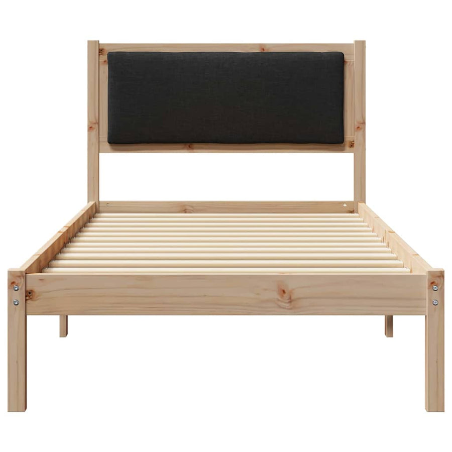Bedframe met hoofdeinde Zwart 90 x 200 cm Massief grenenhout