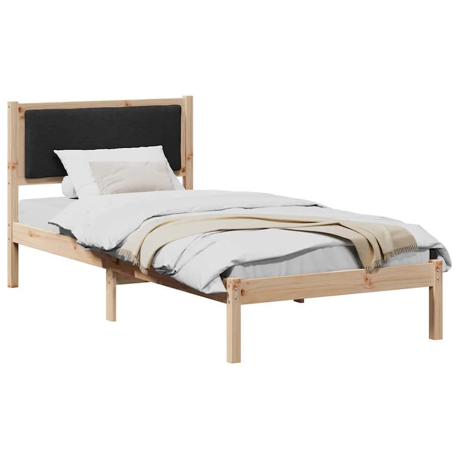 Bedframe met hoofdeinde Zwart 90 x 200 cm Massief grenenhout