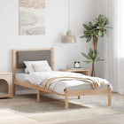 Bedframe 80x200 cm massief grenenhout taupe hoofdeinde
