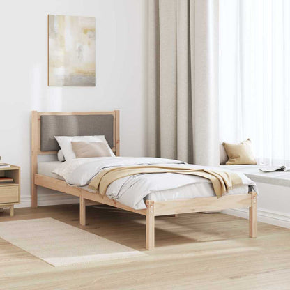 Bedframe met hoofdeinde Taupe 80 x 200 cm Massief grenenhout