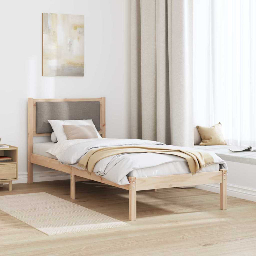 Bedframe met hoofdeinde Taupe 80 x 200 cm Massief grenenhout