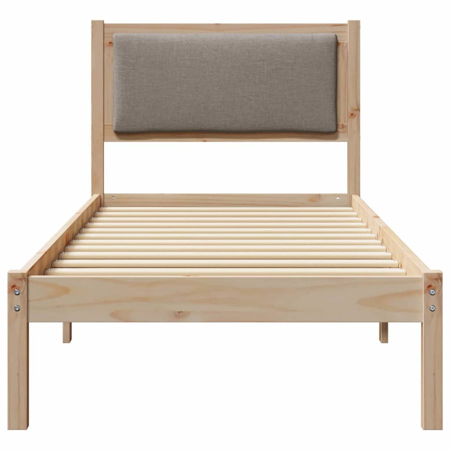 Bedframe met hoofdeinde Taupe 80 x 200 cm Massief grenenhout