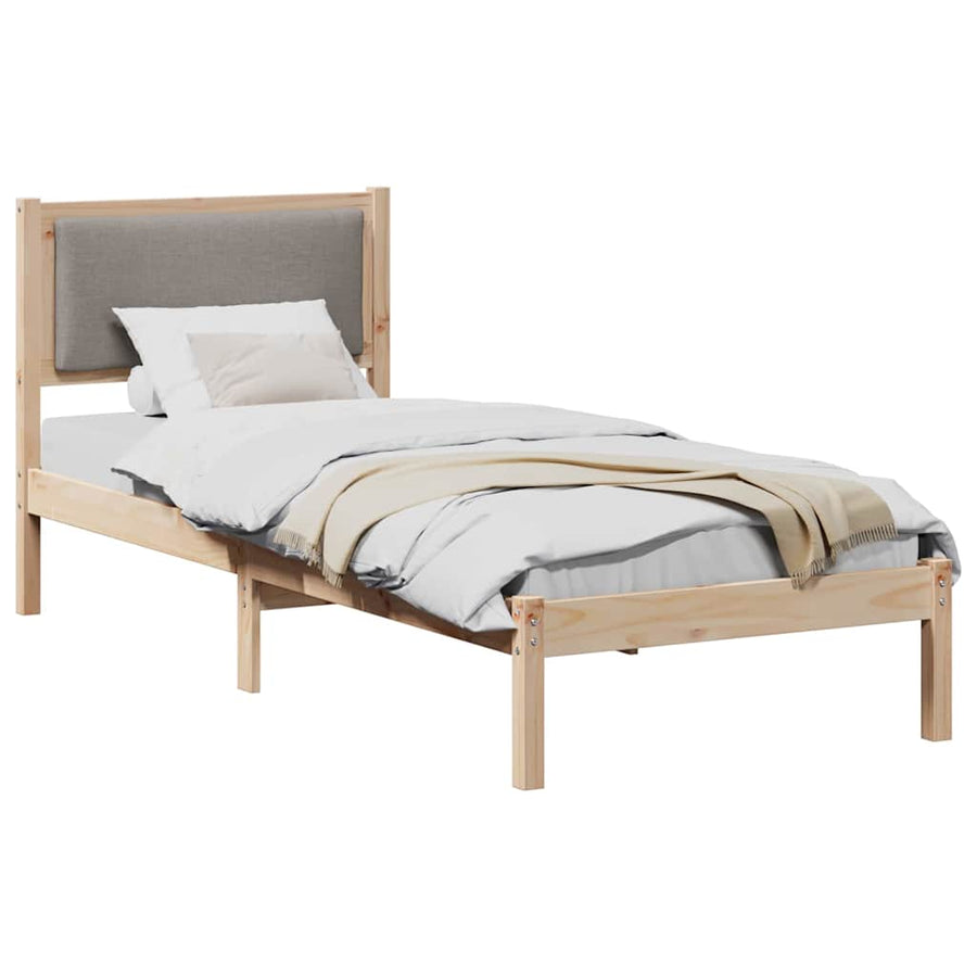 Bedframe met hoofdeinde Taupe 80 x 200 cm Massief grenenhout