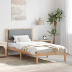 Bed Frame Light Grey 90 x 190 cm Solid Pine Wood
