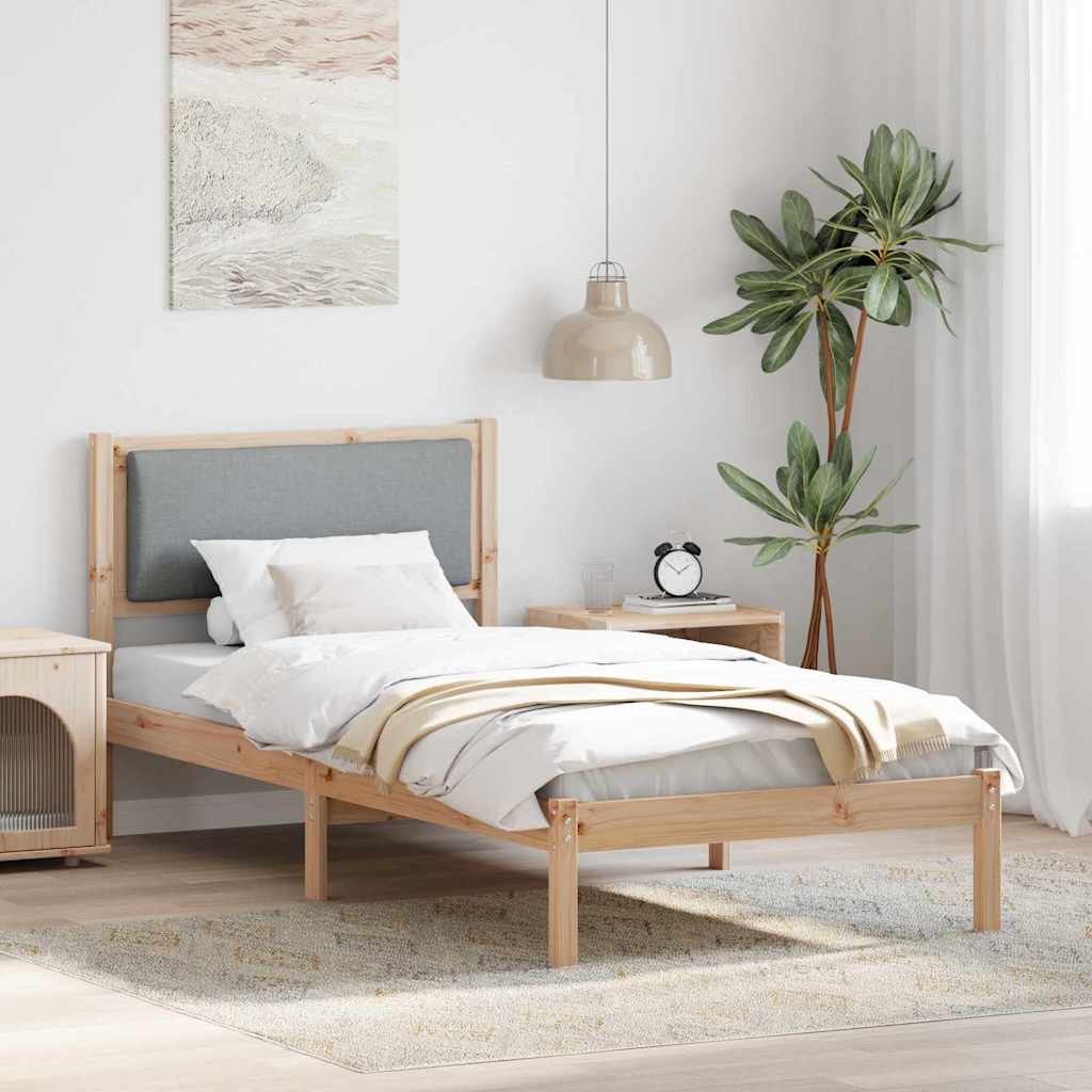 Bedframe Lichtgrijs 90 x 190 cm Massief grenenhout