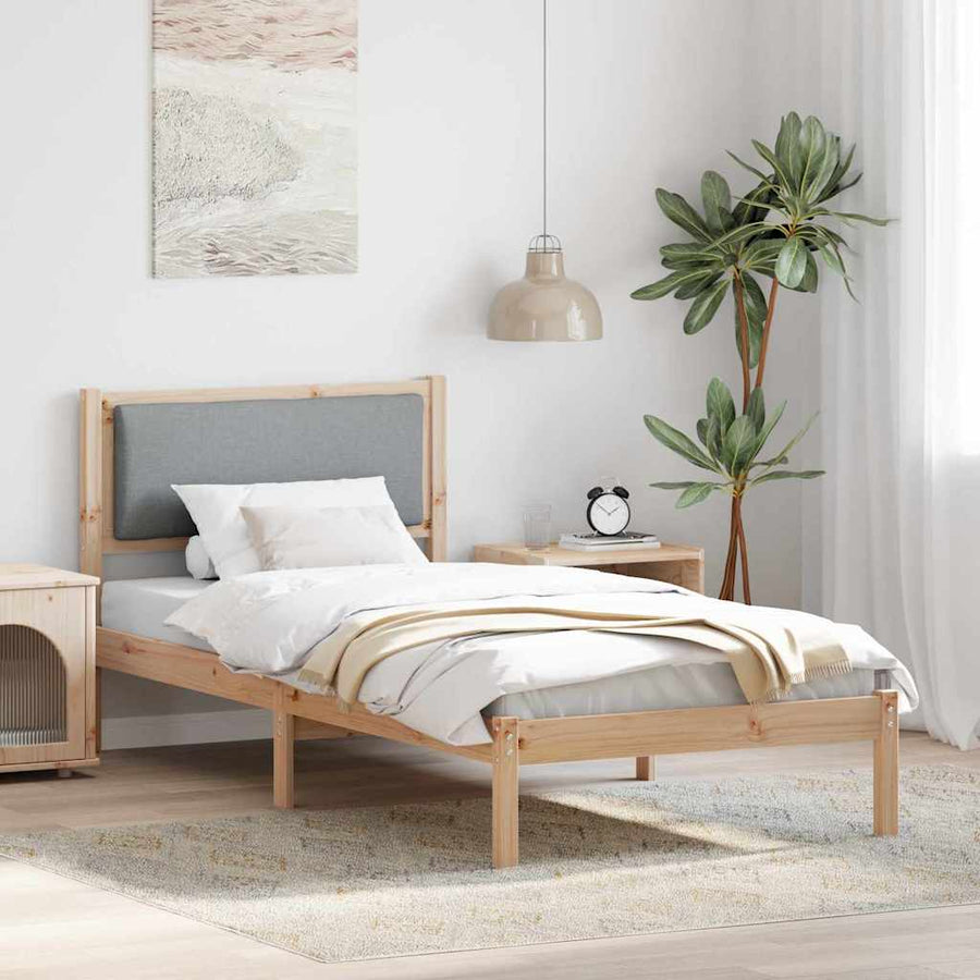 Bedframe Lichtgrijs 90 x 190 cm Massief grenenhout