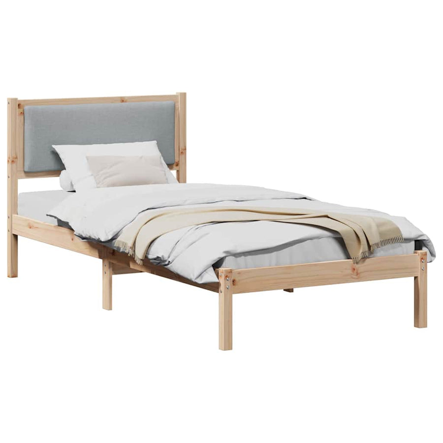 Bedframe Lichtgrijs 90 x 190 cm Massief grenenhout