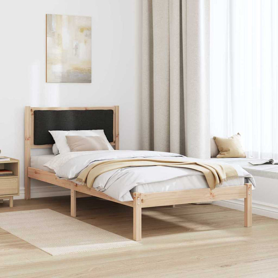 Bedframe met hoofdeinde Zwart 90 x 190 cm Massief grenenhout