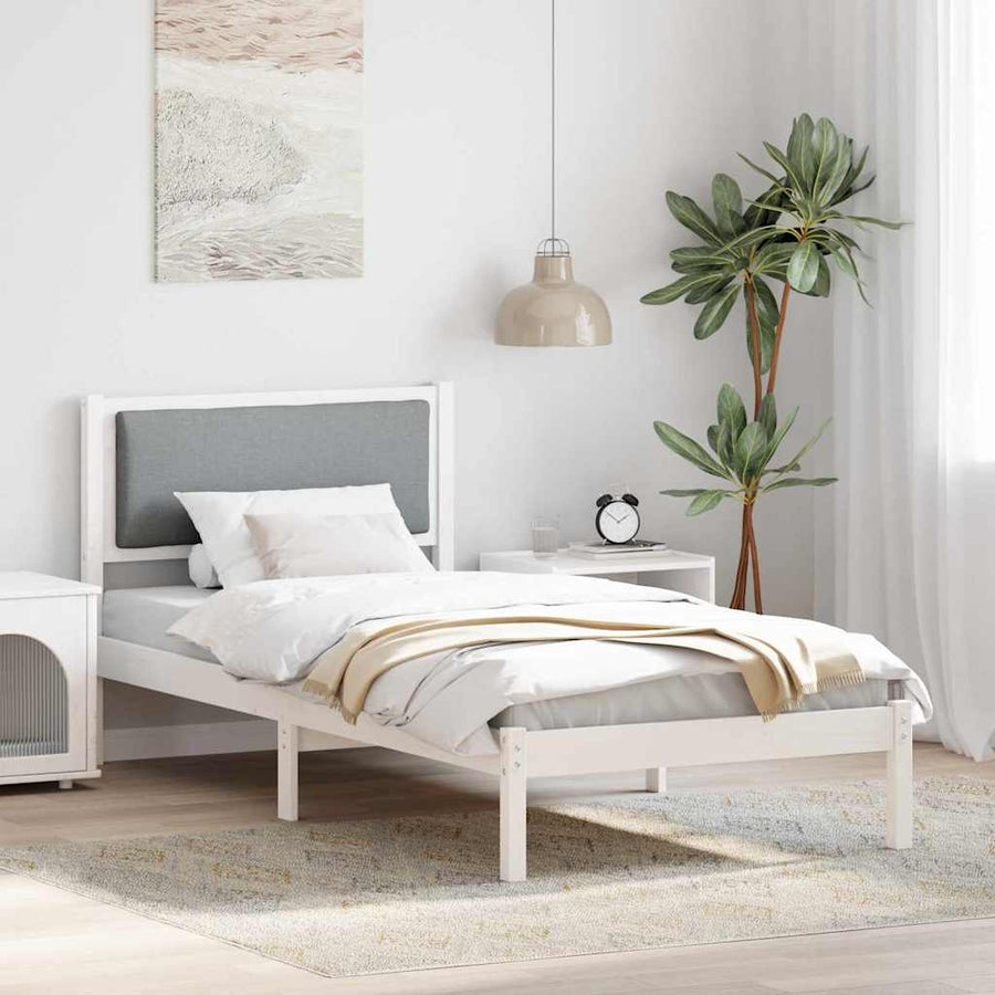Bedframe Lichtgrijs 90 x 190 cm Massief grenenhout