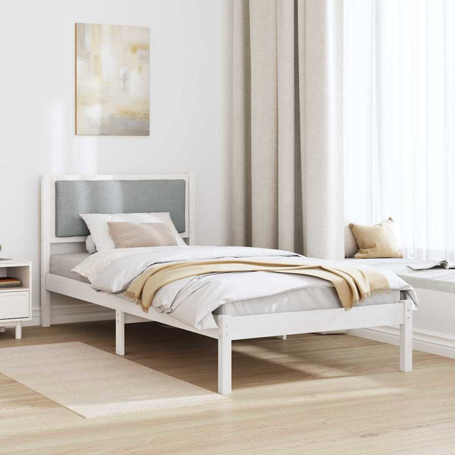 Bedframe Lichtgrijs 90 x 190 cm Massief grenenhout
