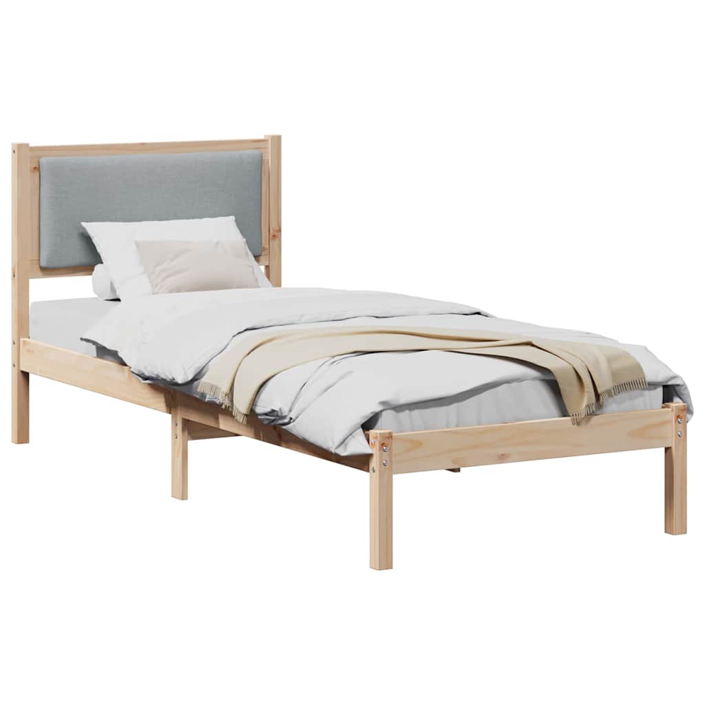 Bedframe Lichtgrijs 80 x 190 cm Massief grenenhout