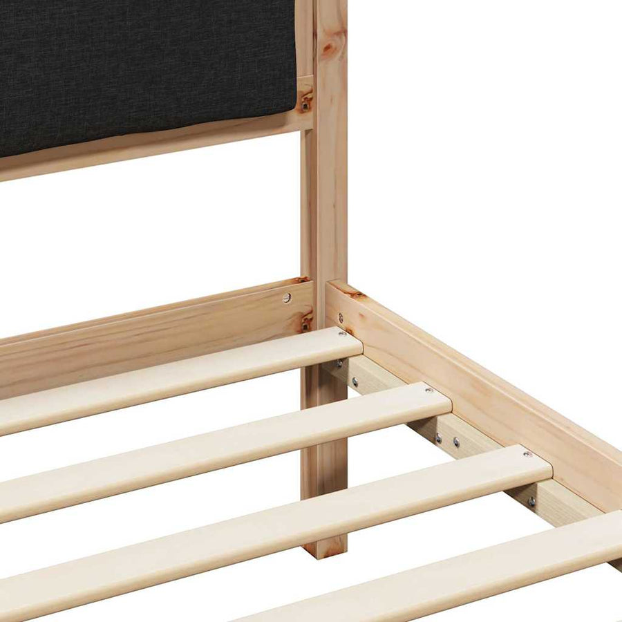 Bedframe met hoofdeinde Zwart 80 x 190 cm Massief grenenhout