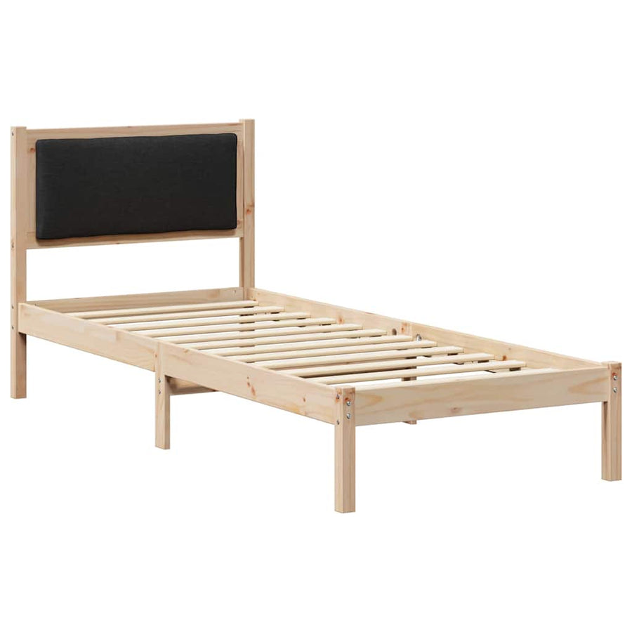 Bedframe met hoofdeinde Zwart 80 x 190 cm Massief grenenhout