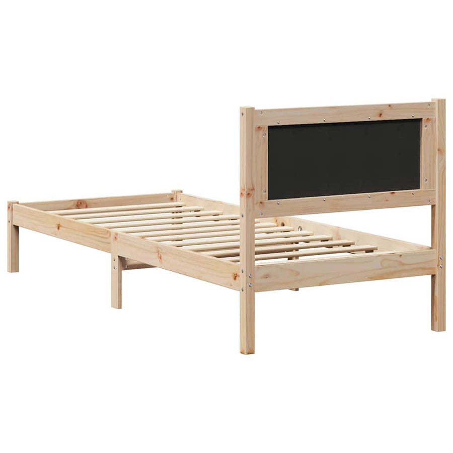 Bedframe met hoofdeinde Zwart 80 x 190 cm Massief grenenhout