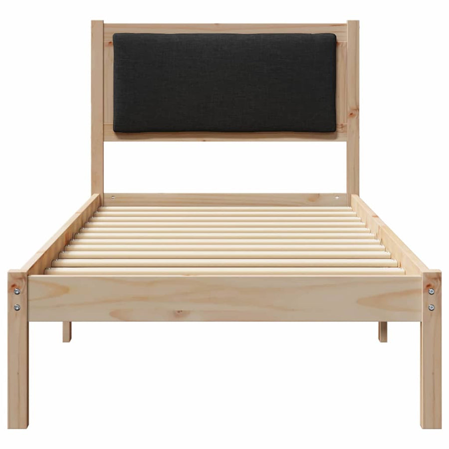 Bedframe met hoofdeinde Zwart 80 x 190 cm Massief grenenhout