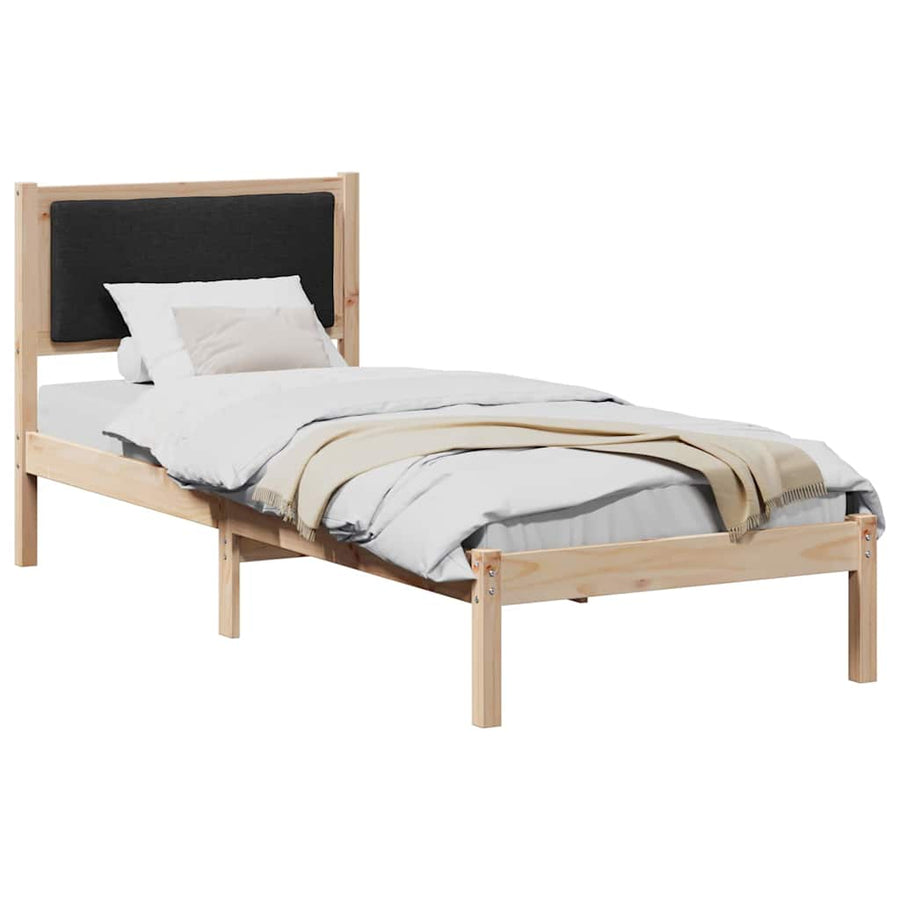 Bedframe met hoofdeinde Zwart 80 x 190 cm Massief grenenhout