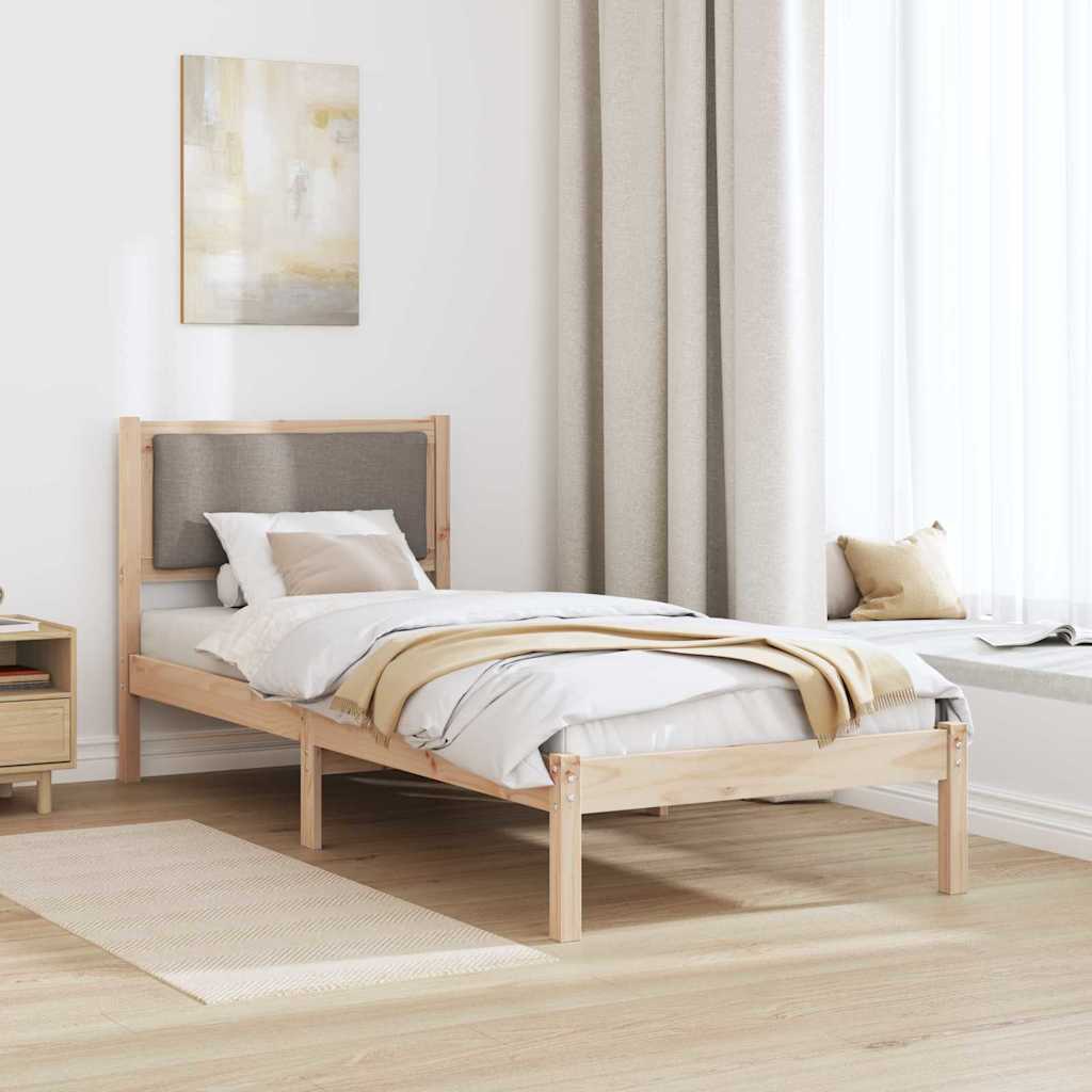 Bedframe met hoofdeinde Taupe 80 x 190 cm Massief grenenhout