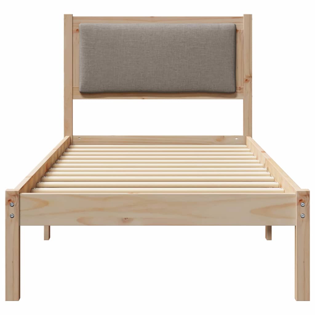 Bedframe met hoofdeinde Taupe 80 x 190 cm Massief grenenhout