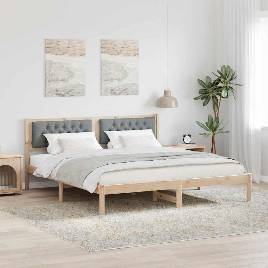 Bedframe met hoofdeinde Lichtgrijs 160 x 200 cm Stof