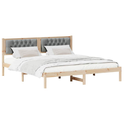 Bedframe met hoofdeinde Lichtgrijs 160 x 200 cm Stof