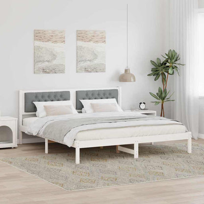 Bedframe met hoofdeinde Lichtgrijs 160 x 200 cm Stof