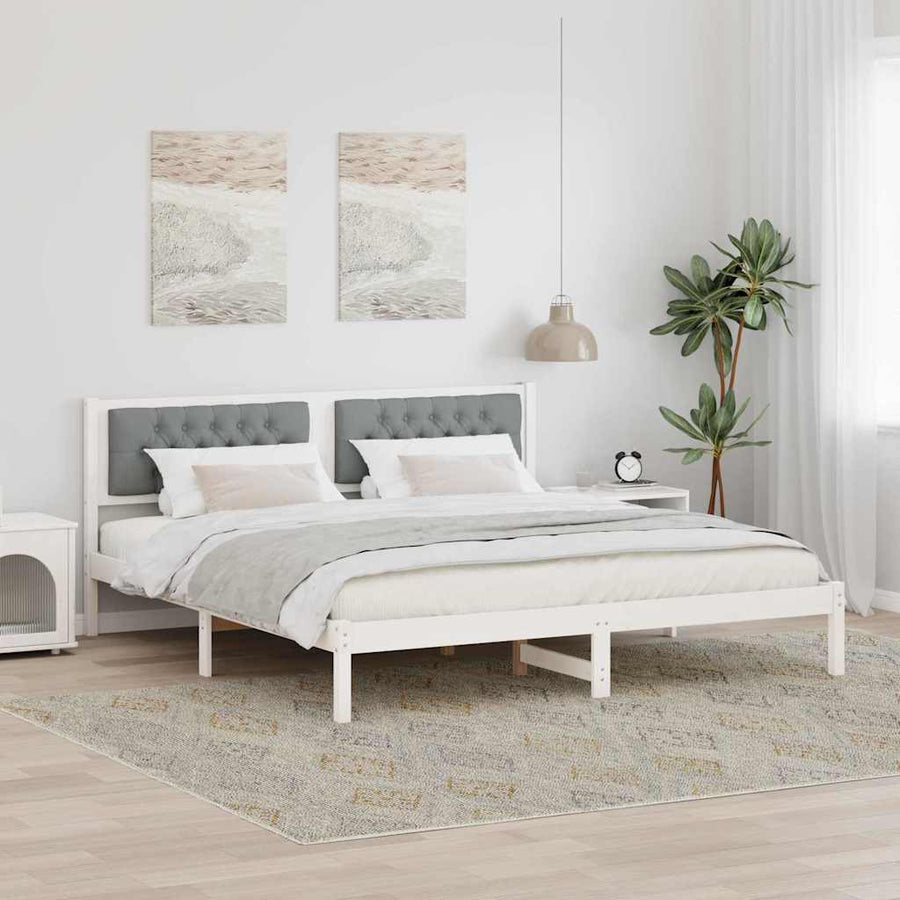 Bedframe met hoofdeinde Lichtgrijs 160 x 200 cm Stof