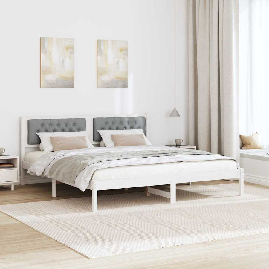 Bedframe met hoofdeinde Lichtgrijs 160 x 200 cm Stof