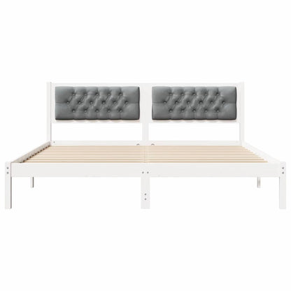 Bedframe met hoofdeinde Lichtgrijs 160 x 200 cm Stof