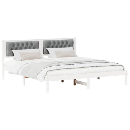 Bedframe met hoofdeinde Lichtgrijs 160 x 200 cm Stof