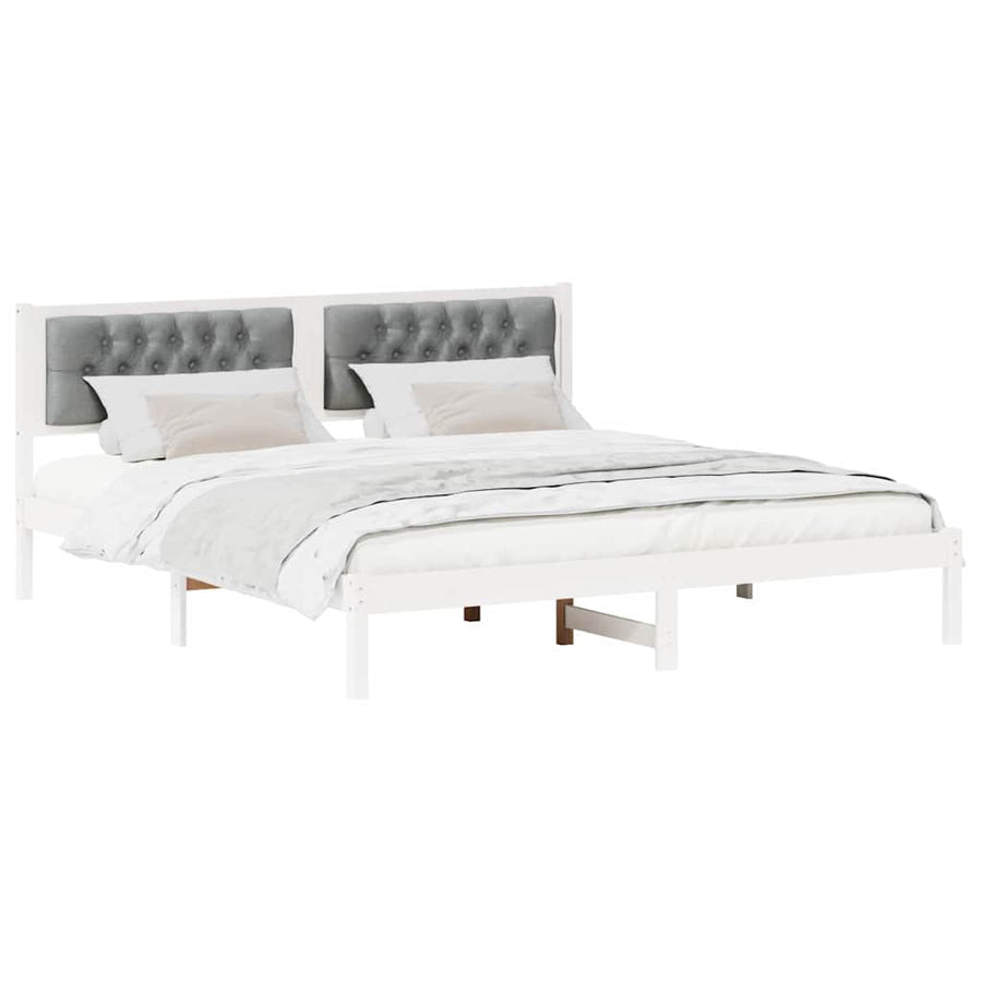 Bedframe met hoofdeinde Lichtgrijs 160 x 200 cm Stof
