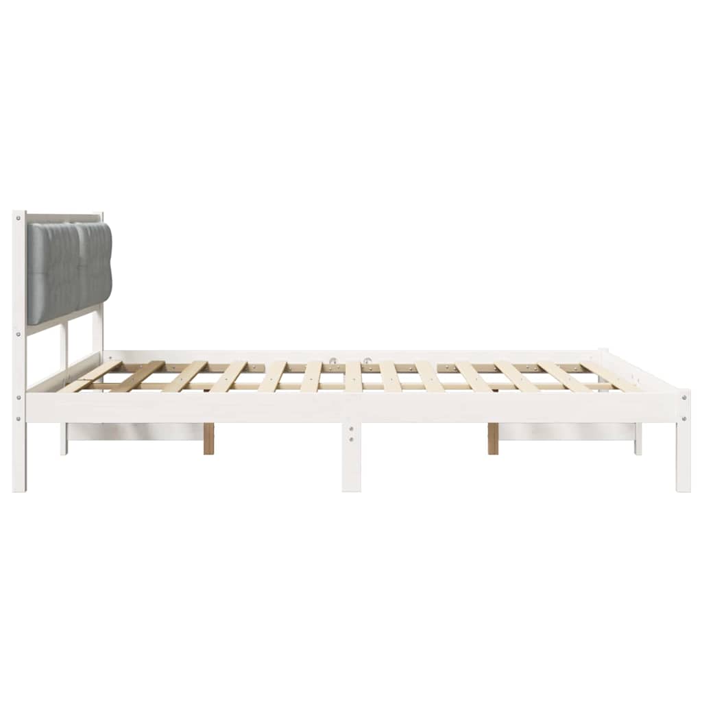 Bedframe met hoofdeinde Lichtgrijs 160 x 200 cm Stof