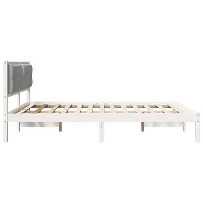 Bedframe met hoofdeinde Lichtgrijs 160 x 200 cm Stof