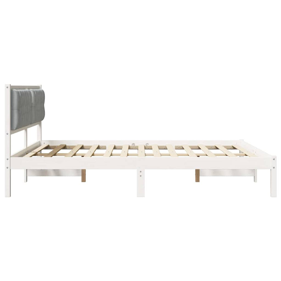 Bedframe met hoofdeinde Lichtgrijs 160 x 200 cm Stof