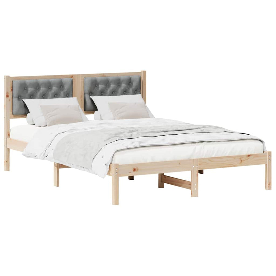Bedframe met hoofdeinde Lichtgrijs 150 x 200 cm Stof