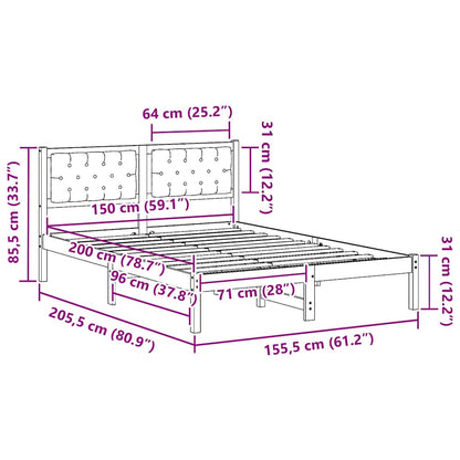 Bedframe met hoofdeinde Lichtgrijs 150 x 200 cm Stof