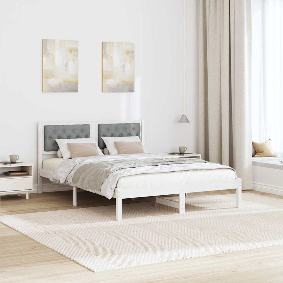 Bedframe met hoofdeinde Lichtgrijs 150 x 200 cm Stof
