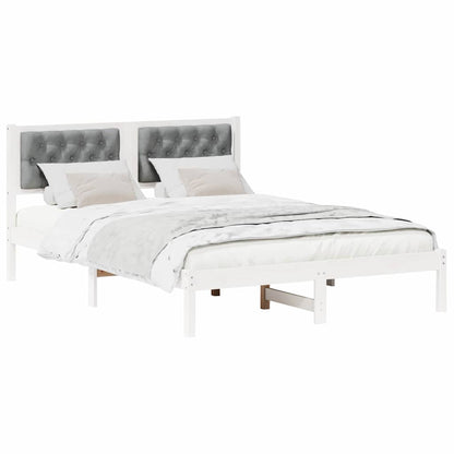 Bedframe met hoofdeinde Lichtgrijs 150 x 200 cm Stof