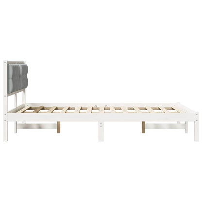 Bedframe met hoofdeinde Lichtgrijs 150 x 200 cm Stof