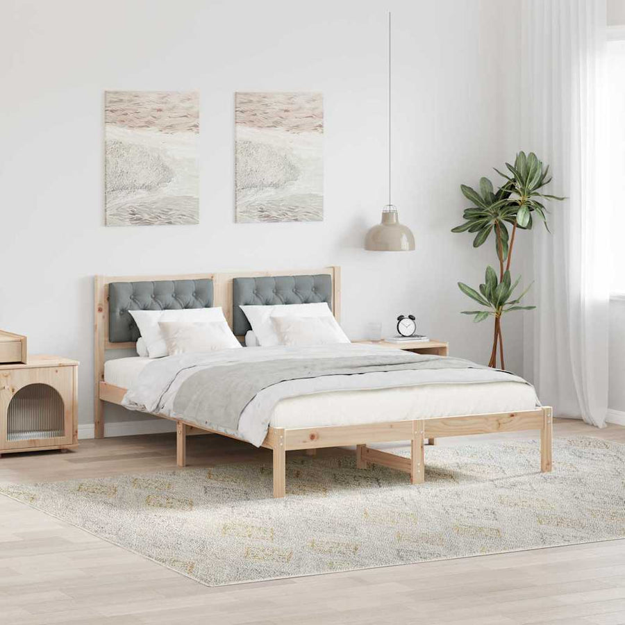 Bedframe met hoofdeinde Lichtgrijs 140 x 200 cm Stof