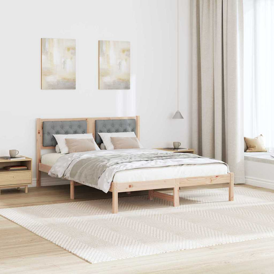 Bedframe met hoofdeinde Lichtgrijs 140 x 200 cm Stof