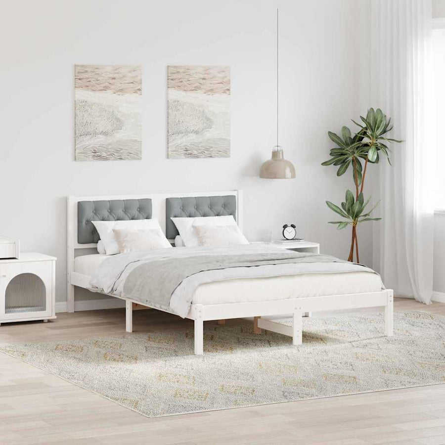 Bedframe met hoofdeinde Lichtgrijs 140 x 200 cm Stof