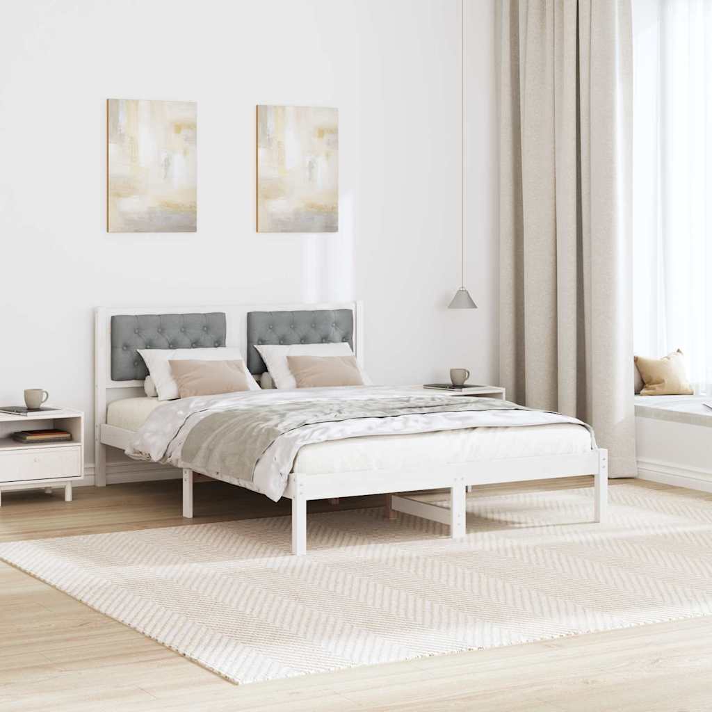 Bedframe met hoofdeinde Lichtgrijs 140 x 200 cm Stof