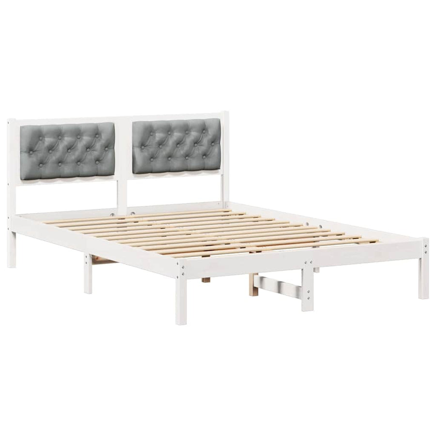 Bedframe met hoofdeinde Lichtgrijs 140 x 200 cm Stof