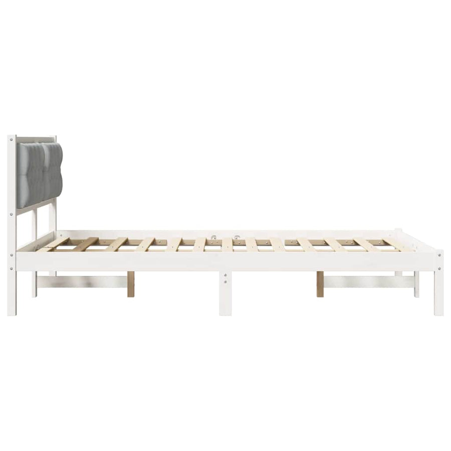 Bedframe met hoofdeinde Lichtgrijs 140 x 200 cm Stof