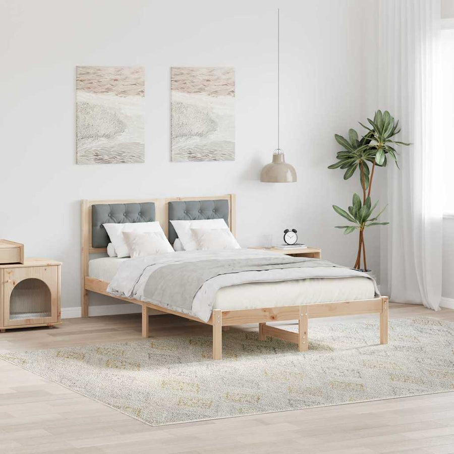 Bedframe met hoofdeinde Lichtgrijs 120 x 200 cm Stof